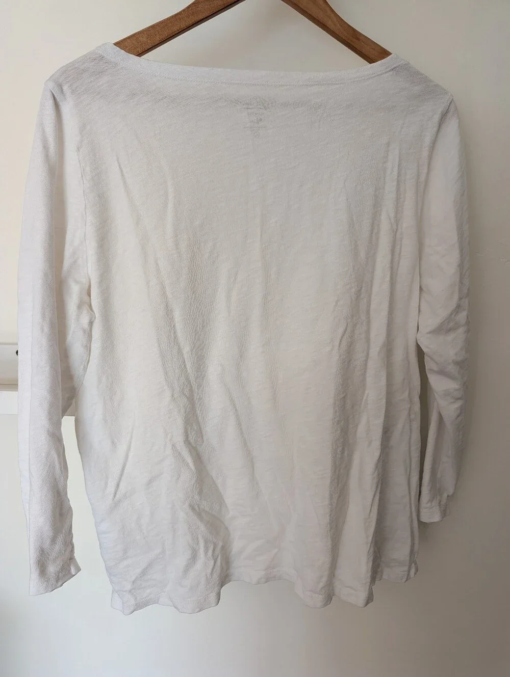 J. Crew Slub Knit Women's Loose 100% Cotton Long Sleeve Tee White XL Classic